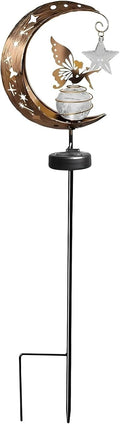LunaFeya | Solar Gartenstecker Mond & Fee | LED Gartenleuchte mit Warmweißem Licht | Wasserdicht IP65