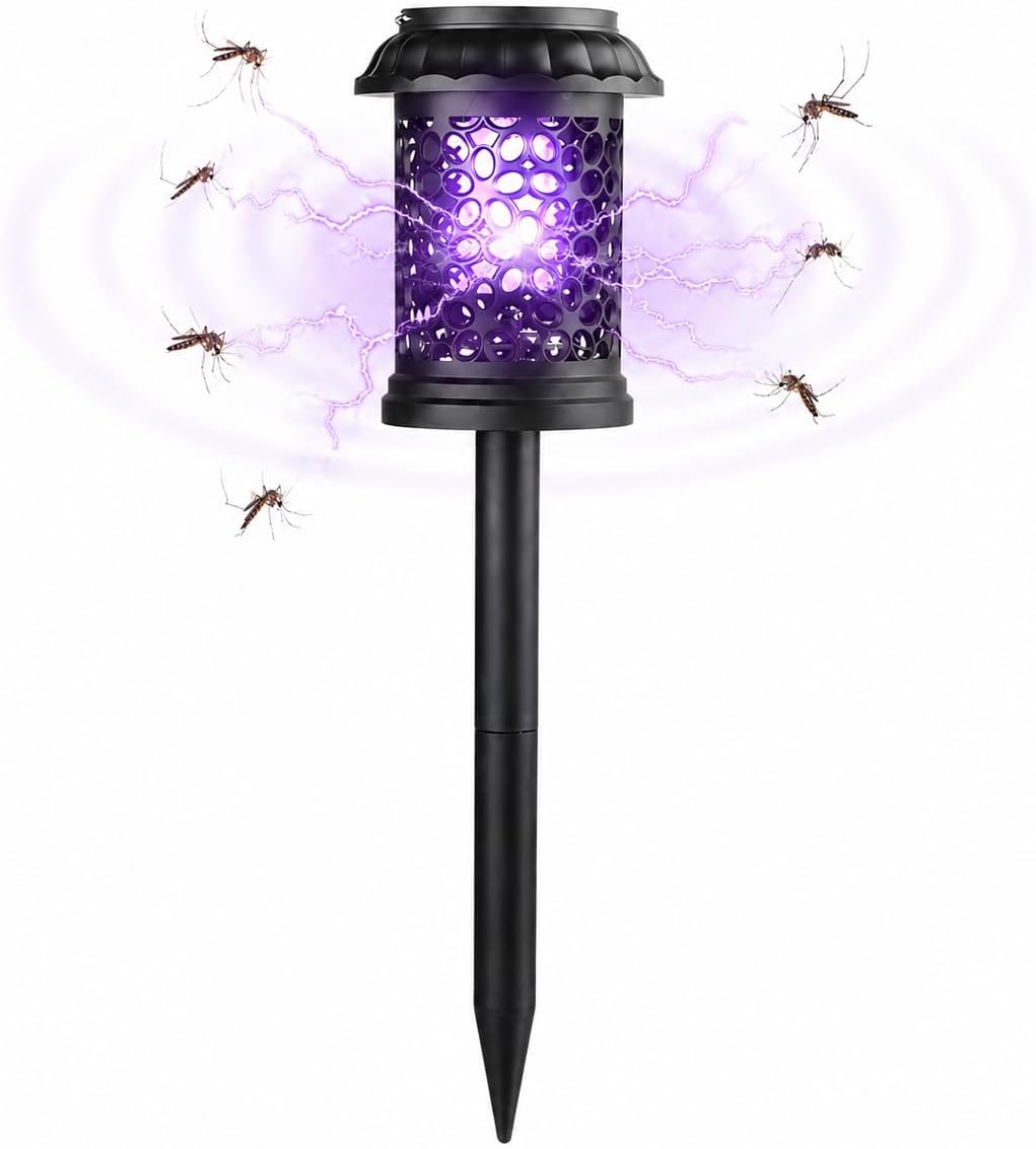 MosquiSolar | Solar LED Mückenfalle für Garten | Wasserdichte Insektenlampe mit UV-Licht | Solar Gartenleuchte für Terrasse & Camping