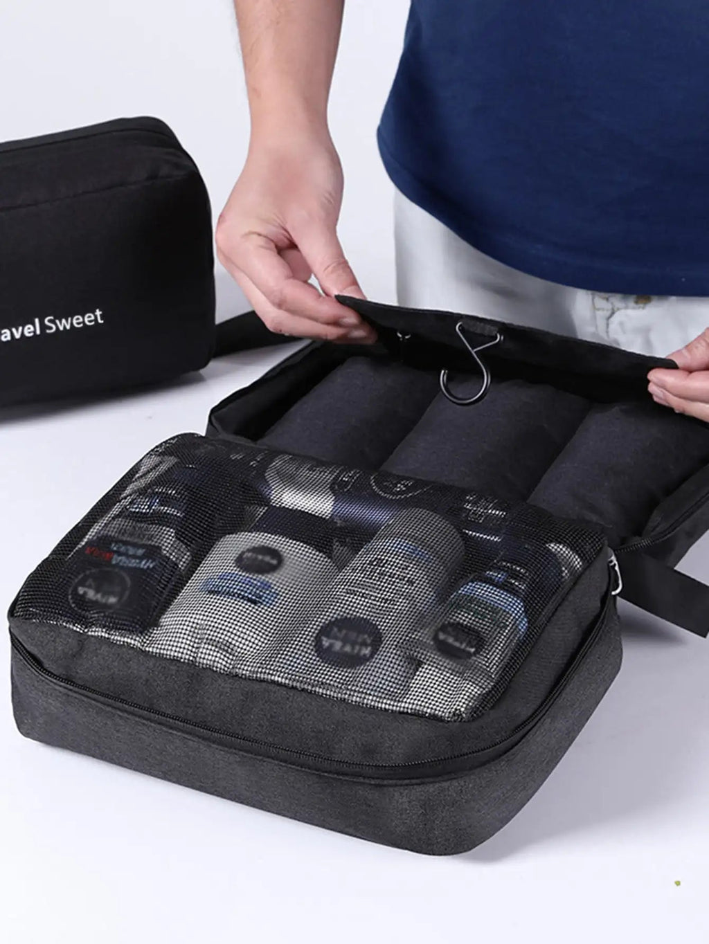 Foldable Travel Toiletry Bag DryNexa TravelCube | Multi-layer Design with Wet-Dry Separation | Space-saving & Waterproof