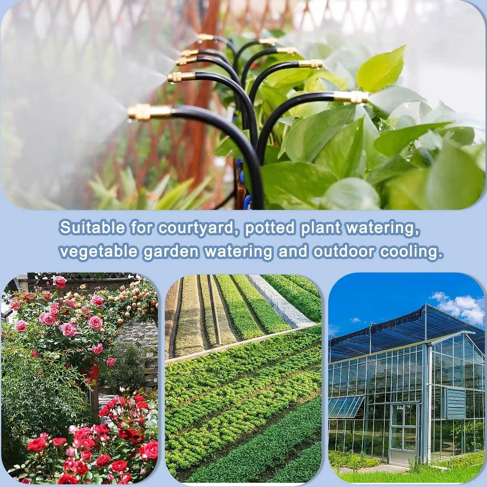 AquaFlex Pro360 Automatic Irrigation System 20 m | 360° Adjustable Spray Nozzles | DIY Mist Irrigation Kit | For Garden, Vegetable Bed & Terrace