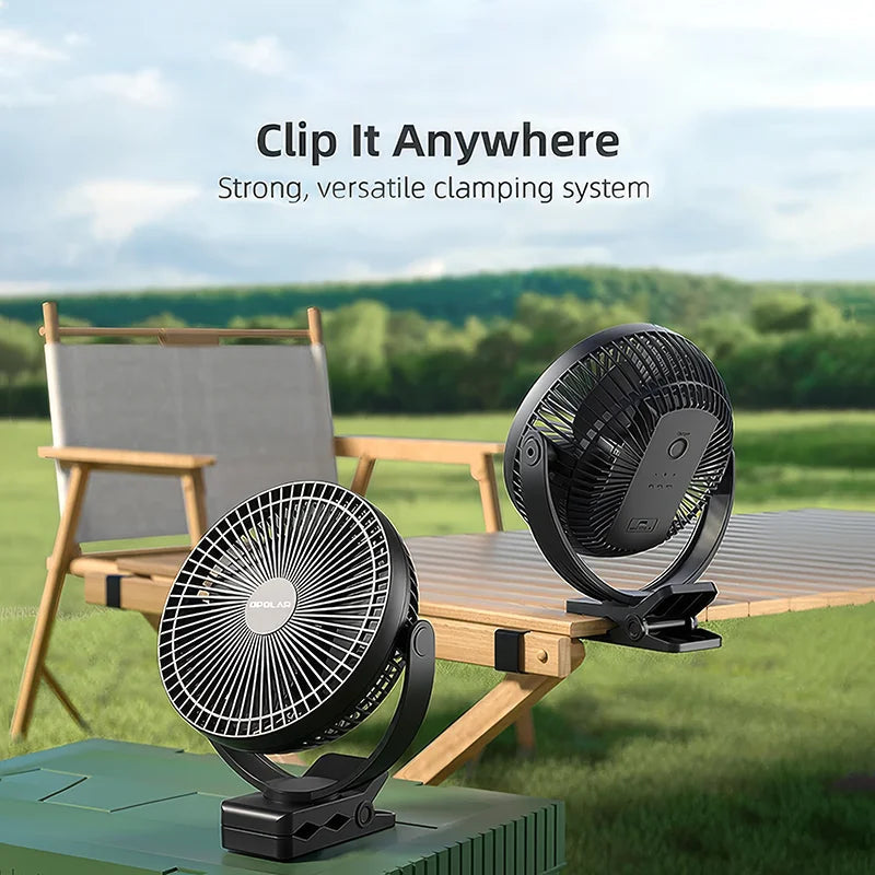 Clip Fan BreeziClip | 8-Inch | Quiet & Rechargeable | 10,000 mAh Battery | For Strollers, Camping & Home
