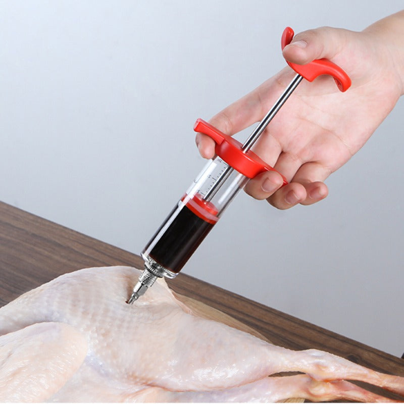 FLAVORYX Marinade Injector | Meat Injector for BBQ & Roasts | With Stainless Steel Needles for Liquid & Spice Marinades | 60 ml Volume
