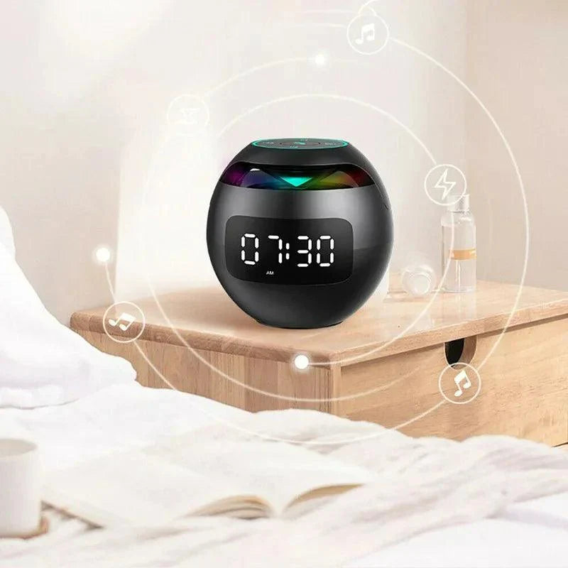 Ball Speaker Alarm Clock | Bluetooth 5.0 | LED Night Light | 2200 mAh Battery