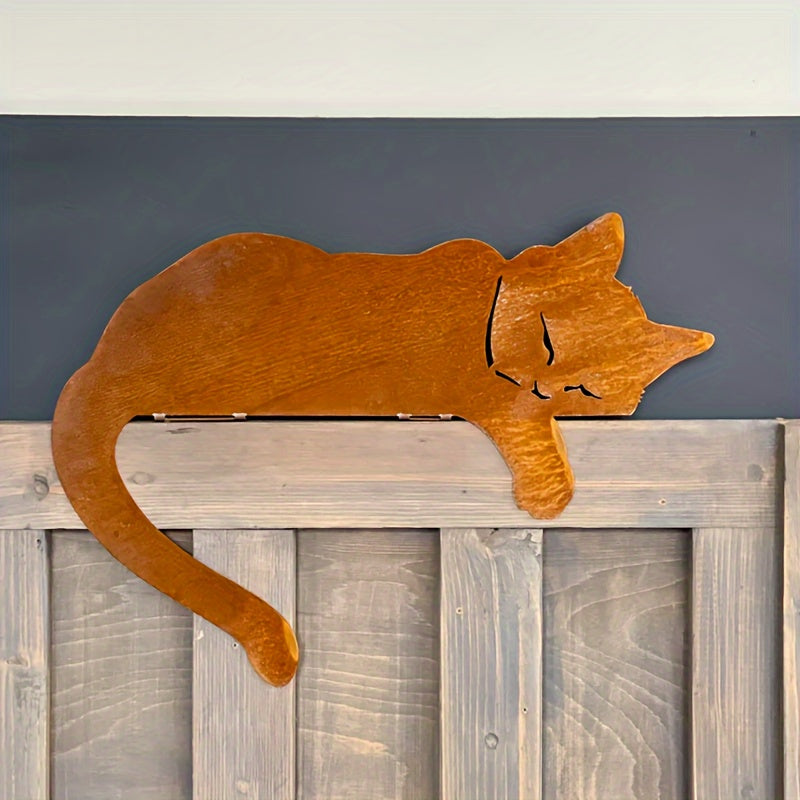 Garden Statue Sleeping Cat | Rustic Design | Weatherproof Iron | Decorative Highlight for Outdoor Areas