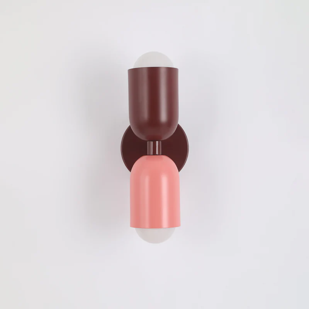 DuoGlow Wall Light | Double-Sided LED Lighting | Color Highlight for Your Home | Metal Housing in Green, Pink, or Red
