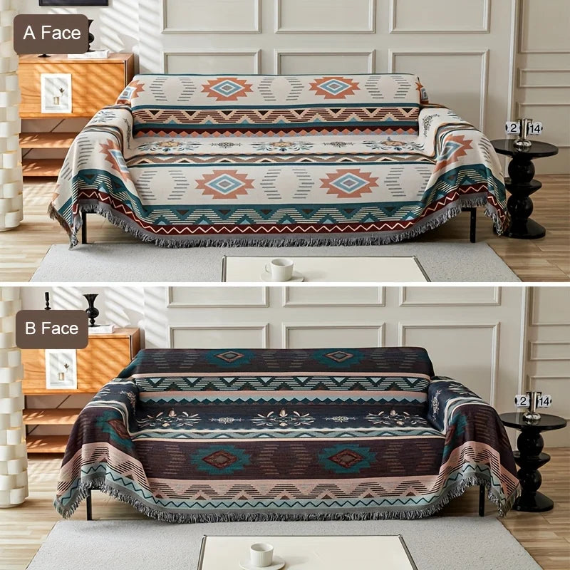 EthnoLoom Sofa Blanket | Reversible & Dustproof | Pet-Friendly | Universal for All Seasons