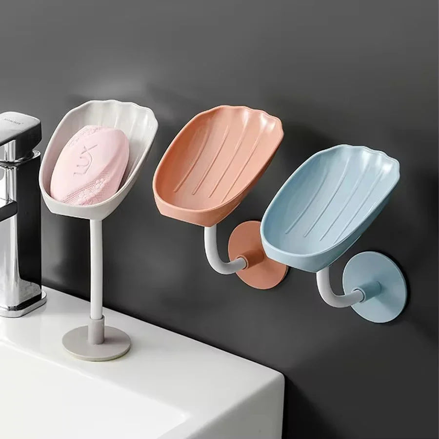 DryLoft Soap Holder | Double Chamber with Drain & Lid | Wall Mounting Without Drilling | Dust Protection & Space Saving