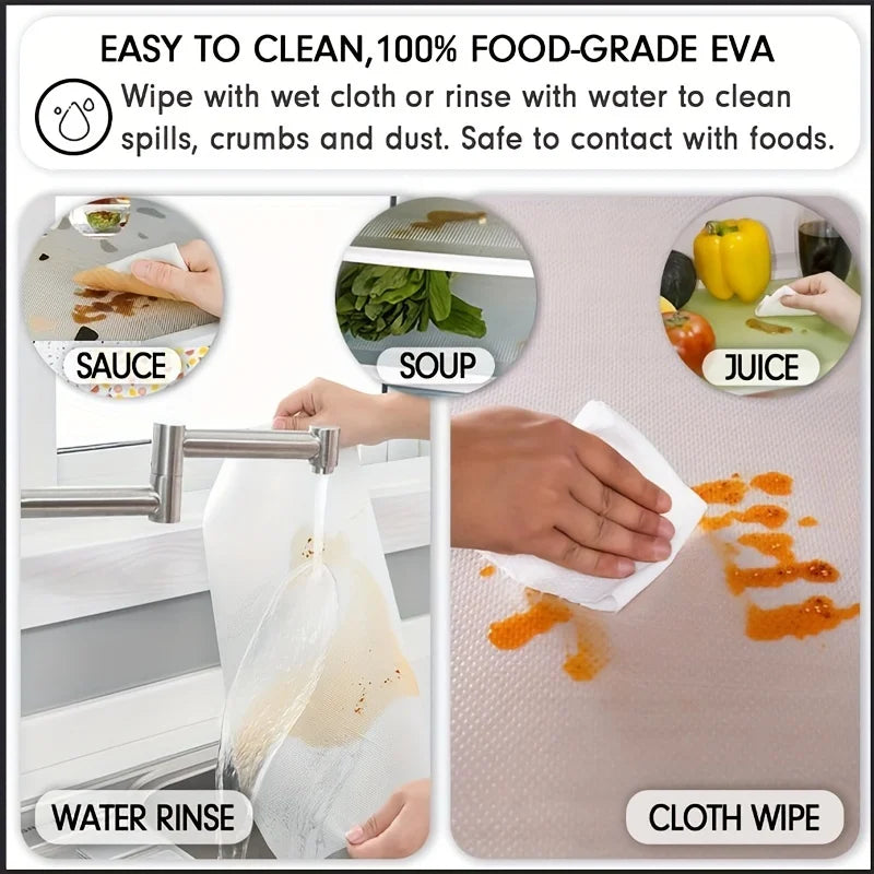 FridgeGuard Set of 4 Refrigerator Mats | EVA Material | Washable, Mold-Resistant & Anti-Oil | For Refrigerator, Drawers & Shelves