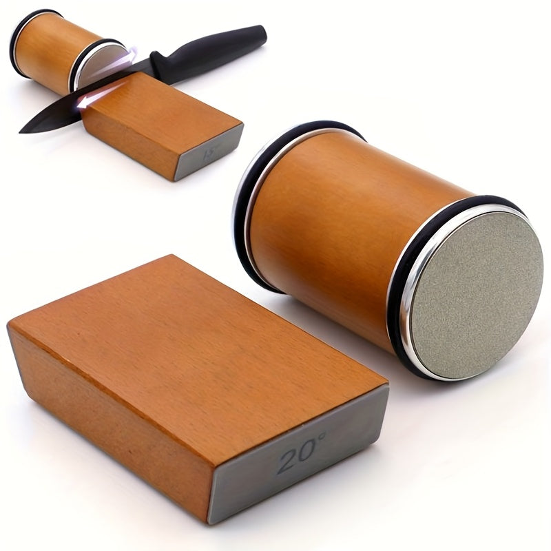 EdgeCraft DuoSharp Sharpening Stone Set | Diamond Stone with Magnetic Holder | 15° & 20° Sharpening Angle | Wood & Metal