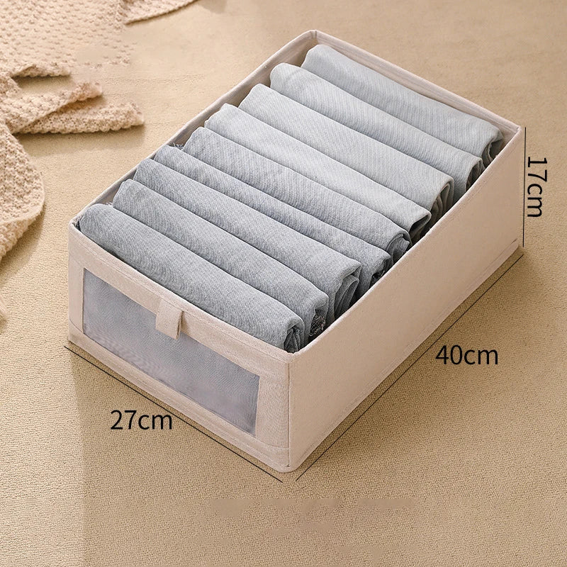 Clothing Storage Box with Viewing Window | Foldable & Breathable | VistaLino Linen Box in M/L/XL