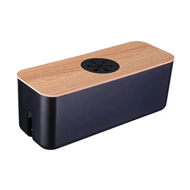 Cable Box OrgaWood | Desk Organizer made of Wood & Plastic | For Chargers, Cables & Accessories | 29.5×11.4×11 cm