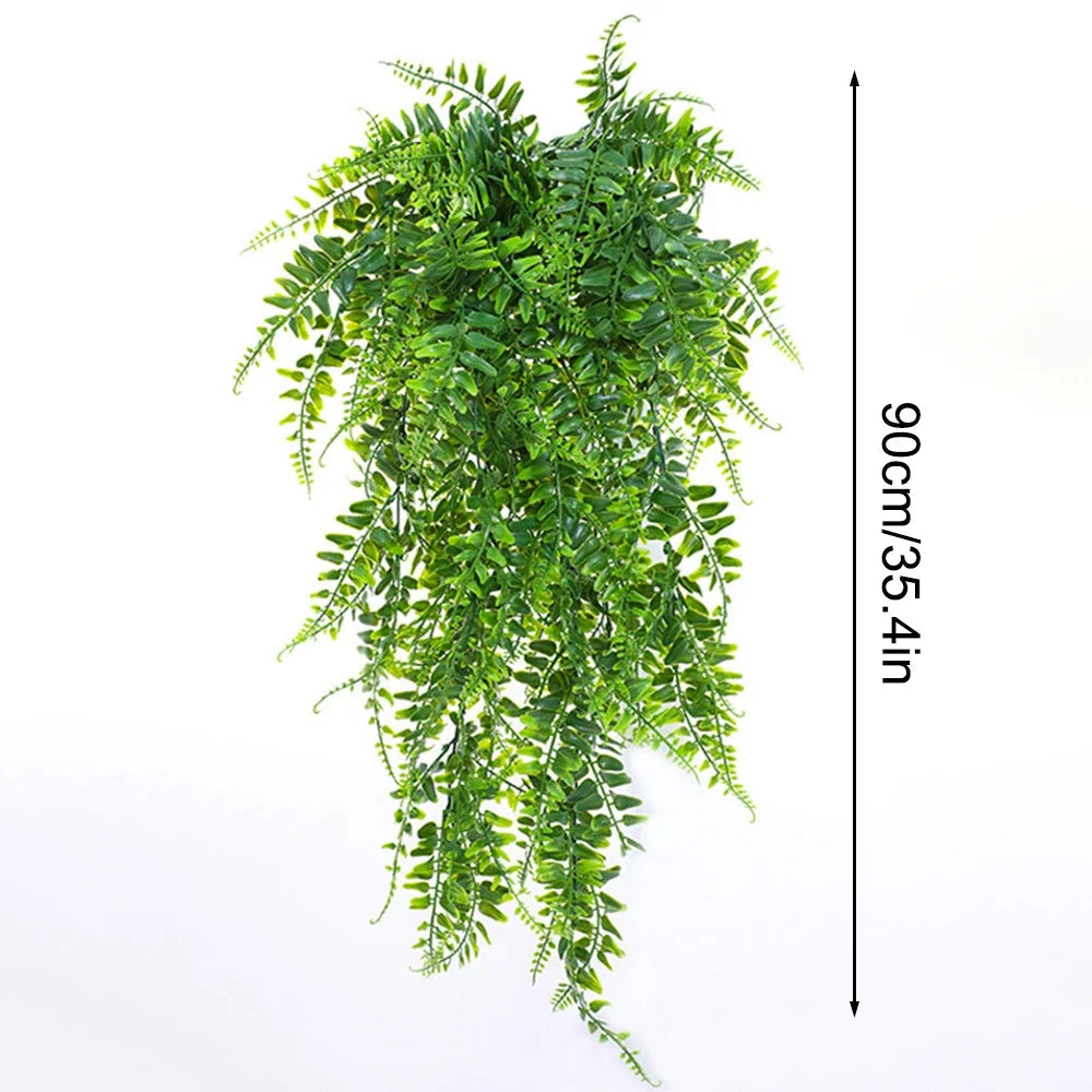 Evergriva Hanging Plant Artificial | 90 cm Boston Fern Look | Low Maintenance & UV Resistant | For Indoor & Outdoor