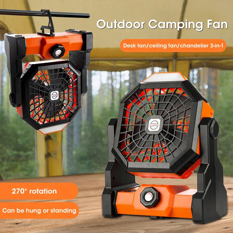 Campora BreezeLight | 2-in-1 Camping Fan with LED Lantern | 7800 mAh Battery | 270° Rotatable | USB Rechargeable | For Tent, Outdoor & Travel