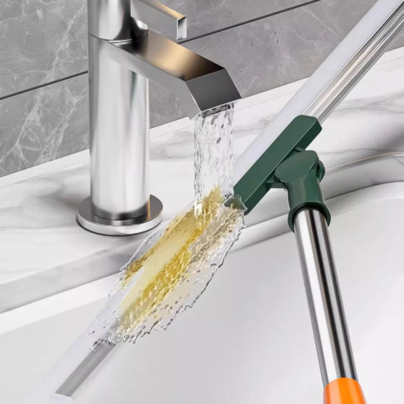 Flexiva Telescopic Cleaning Brush with Silicone Lip | 180° Swiveling | For Floors, Windows & Bathroom