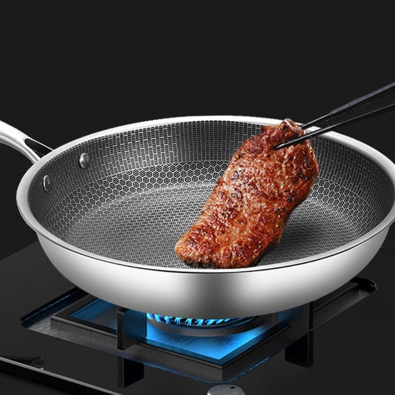 Chefverro Stainless Steel Non-Stick Frying Pan with Honeycomb Pattern | Suitable for All Cooker Types Including Induction | Scratch-Resistant & Dishwasher Safe