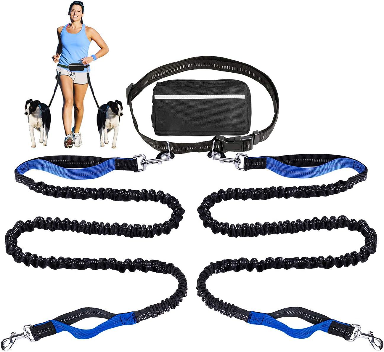 Walkora | Freihand-Hundeleine mit Stoßdämpfung | Verstellbarer Hüftgurt | Für Hunde von 20–36 kg