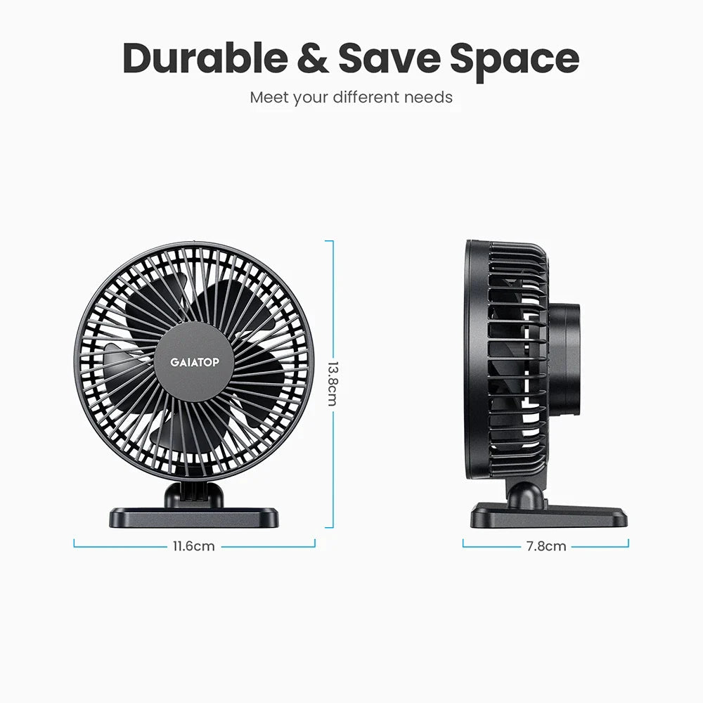 Brisano USB Desk Fan | 3 Speeds | Compact & Quiet | Ideal for Office, Car & Travel