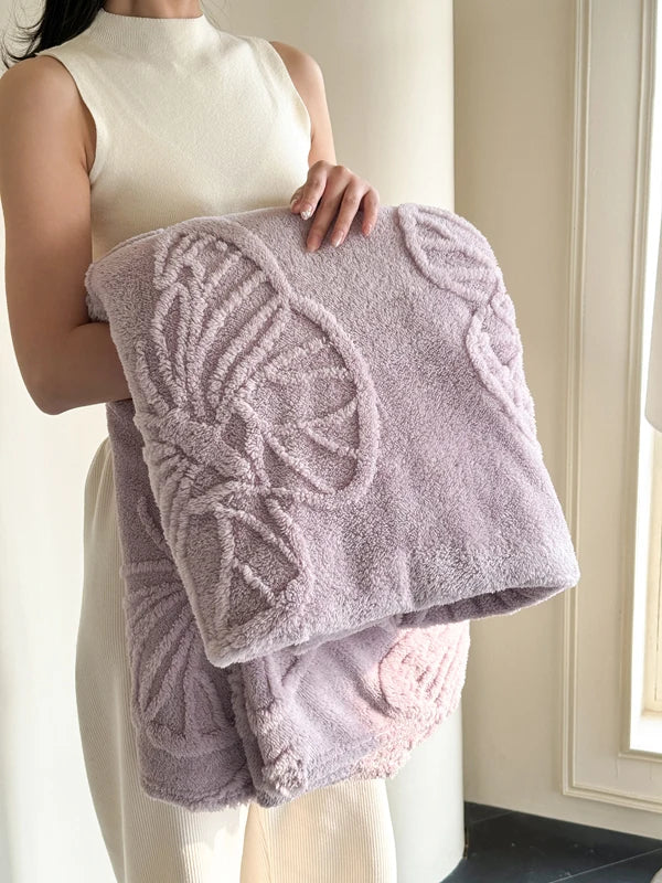 Fleurière Flannel Blanket | 3D Butterfly Design | Soft & Warm | For Bed, Sofa & Camping