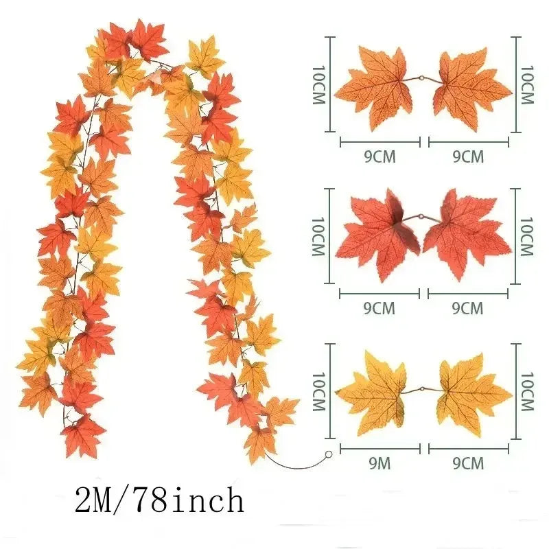 Aurelia Autumn Garland | Artificial Maple Leaf Wreath | 200 cm | Decoration for Home & Garden