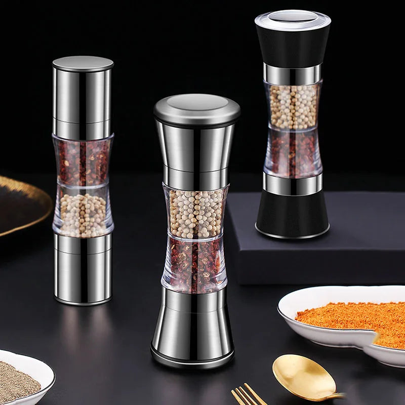 2-in-1 Spice Grinder SPICURA DuoMill | Stainless Steel Double Grinder for Salt & Pepper | Manual & Stylish