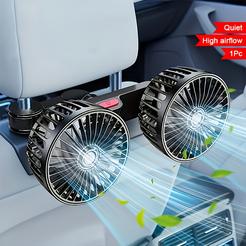 Dual Fan AirTrek Duo | 360° Rotatable | Ultra-Quiet & Compact | USB Car Fan with 5 Blades