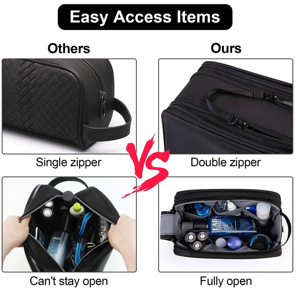 Gentrax Toiletry Bag for Men | Water-Repellent & Large | Tear-Resistant Travel Organizer with Wet Compartment | Double Kit for Shaving & Grooming