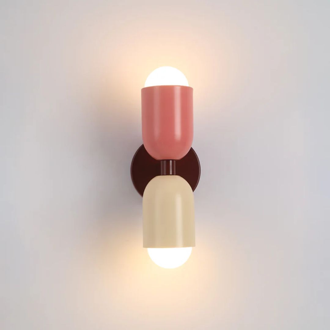 DuoGlow Wall Light | Double-Sided LED Lighting | Color Highlight for Your Home | Metal Housing in Green, Pink, or Red