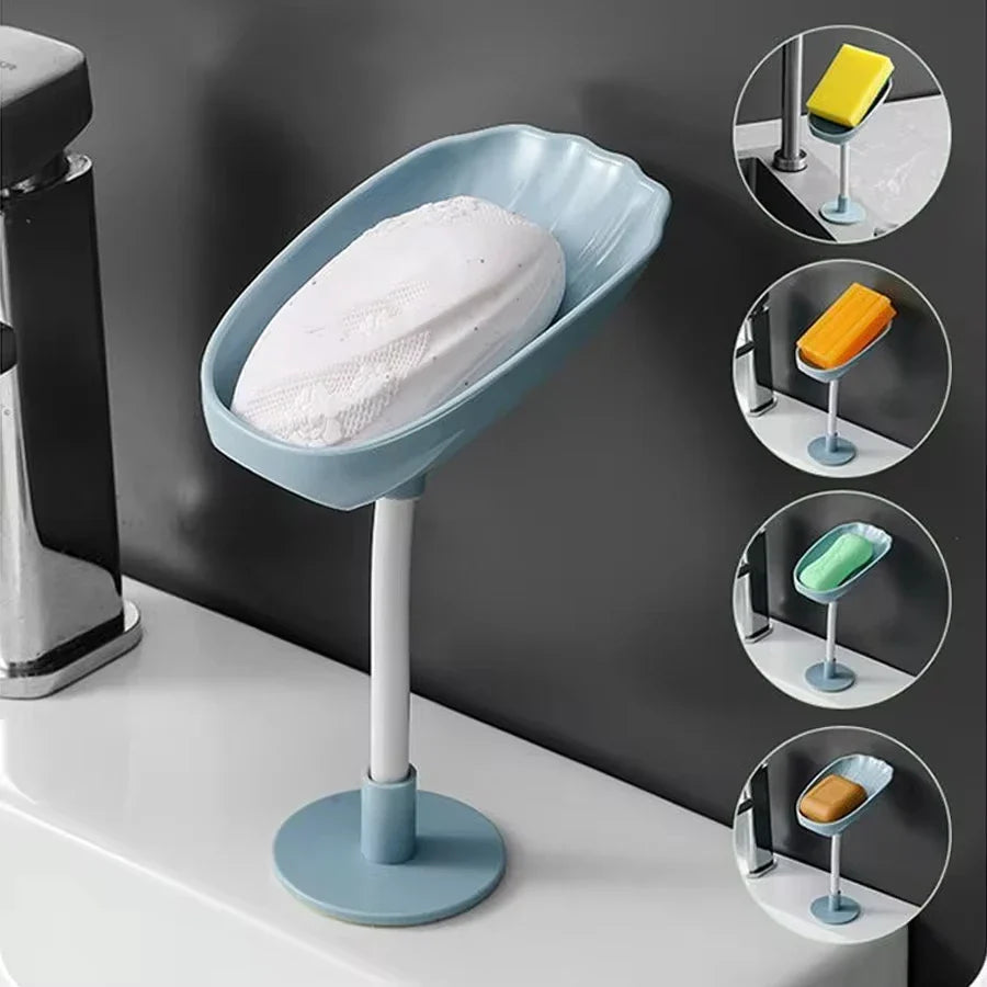 DryLoft Soap Holder | Double Chamber with Drain & Lid | Wall Mounting Without Drilling | Dust Protection & Space Saving