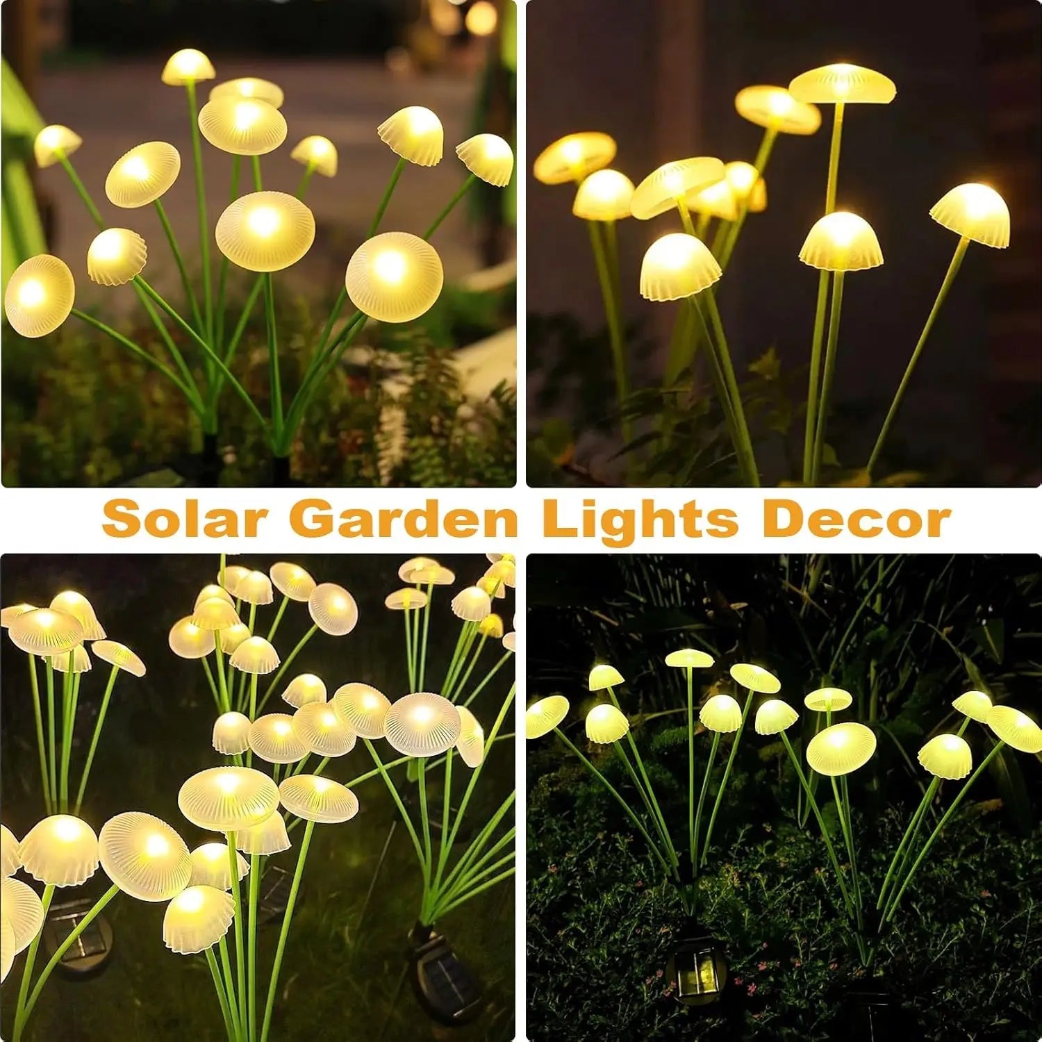 GlowPilz Solar Garden Light 6 LEDs | Jellyfish & Mushroom Design | For Garden, Terrace & Outdoor Areas