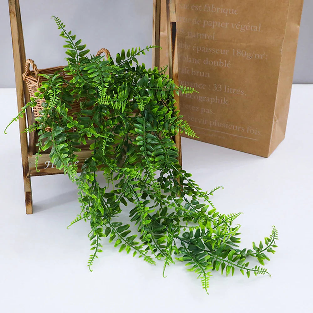 Evergriva Hanging Plant Artificial | 90 cm Boston Fern Look | Low Maintenance & UV Resistant | For Indoor & Outdoor