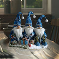 GlasNordic Christmas Gnome Decoration | Acrylic Table Figurine 18 cm | 3 Gnomes in Blue | Festive Decoration for Living Room, Kitchen & Office