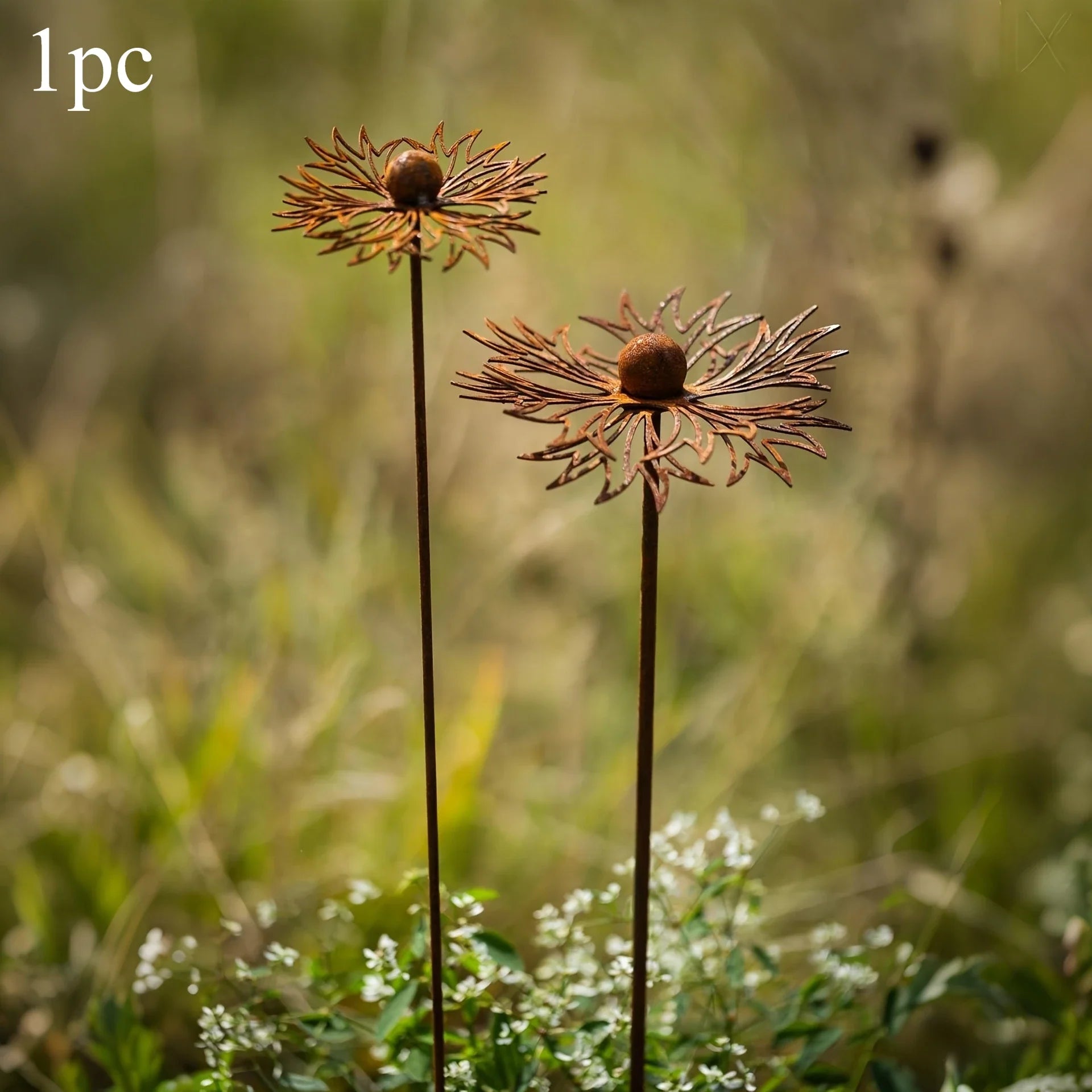FLORUSTA Garden Stake Bluebonnet | Rust Look Metal | Rustic Garden Decoration