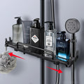 DuoShower Holder | Adjustable Shower Head Holder & Shelf | 2-in-1 Design | Space-Saving Plastic