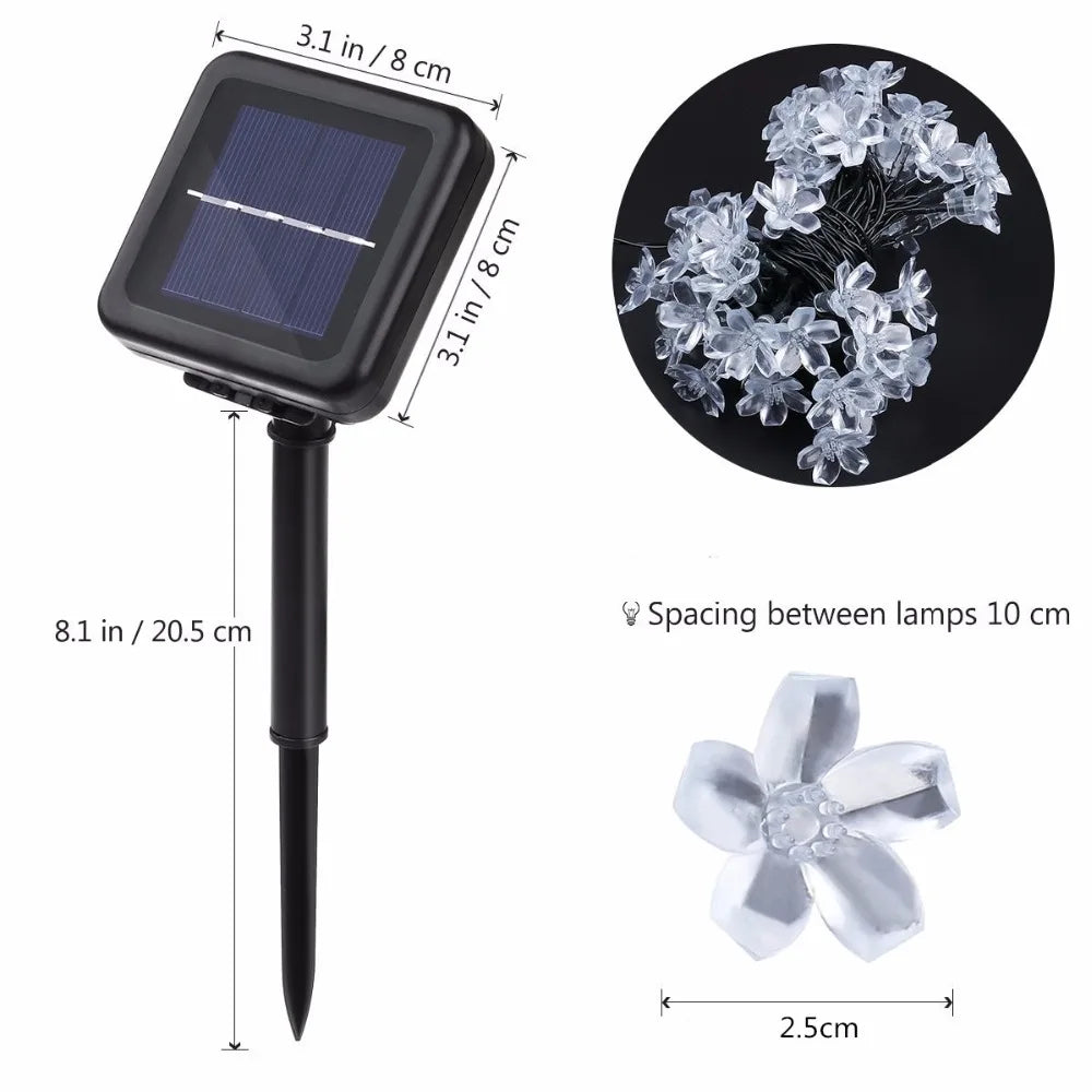 Floriva Solar String Lights Outdoor | Flower Design | 8 Modes | IP65 Waterproof | Warm White & RGB | 5 m / 7 m / 12 m