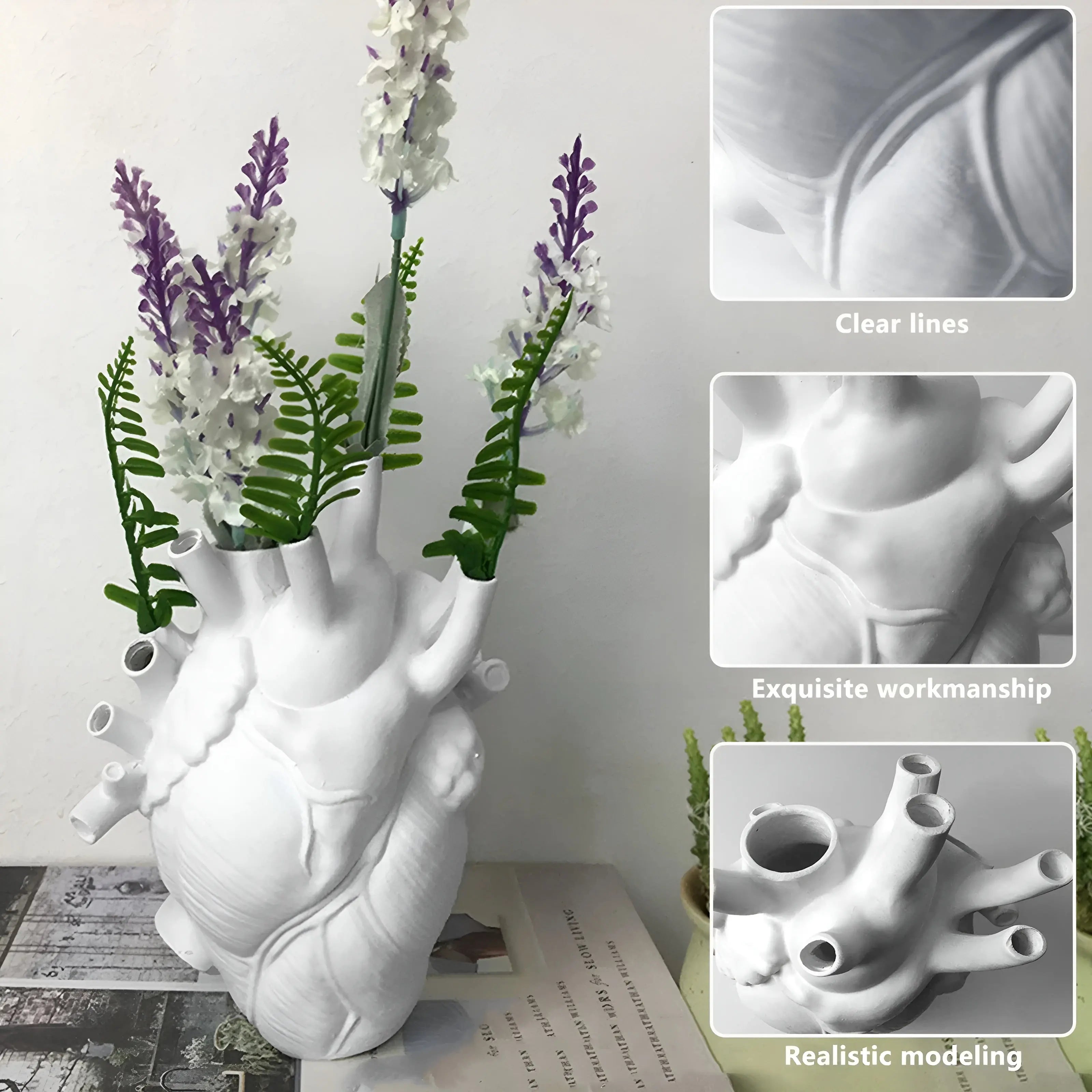 Heart Vase Amoura | Greek-Inspired Design | High-Quality Resin | Available in Many Colors