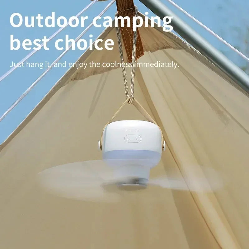 CampiBreeze Portable Ceiling Fan | 3600/7200 mAh Battery | LED & Remote Control | Quiet & Hangable