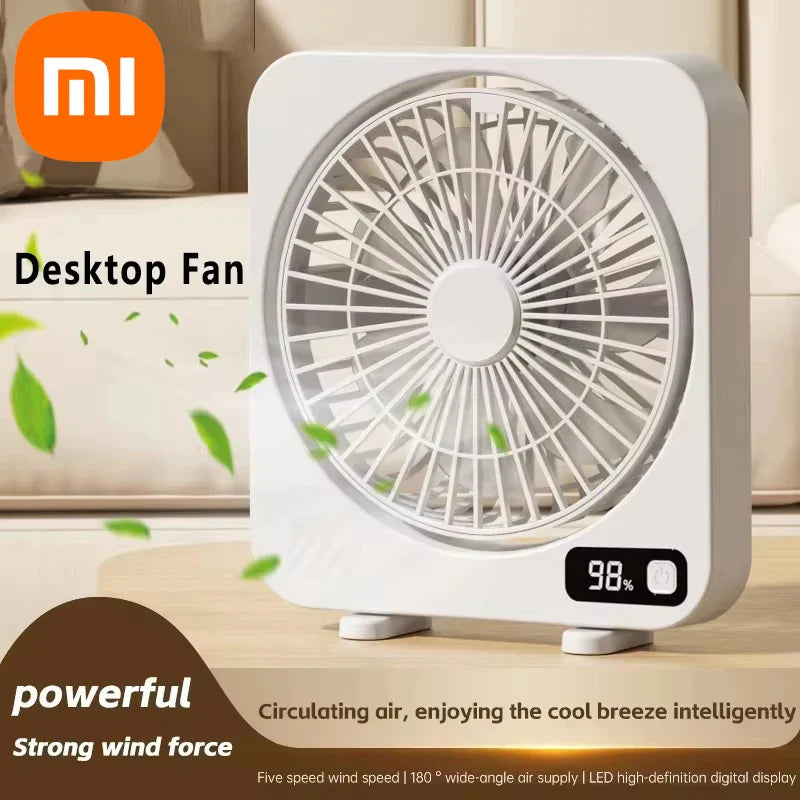 AeroLino USB Desk Fan | 5-Speed Digital Display | Portable & Quiet | For Office, School & Home