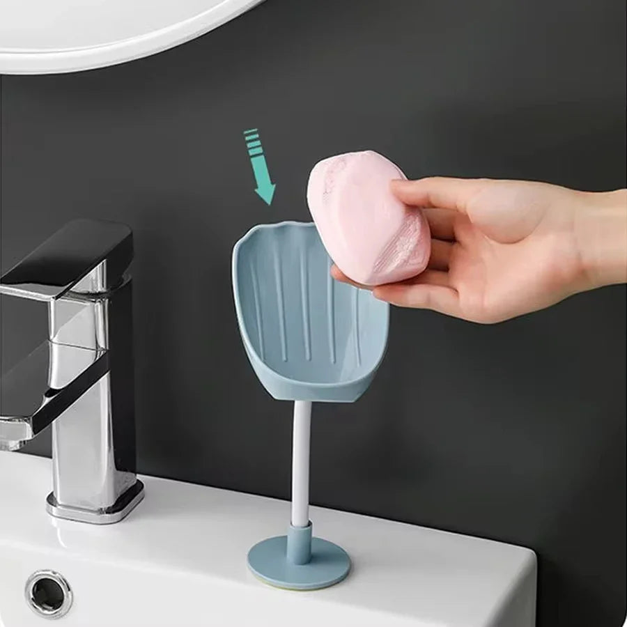 DryLoft Soap Holder | Double Chamber with Drain & Lid | Wall Mounting Without Drilling | Dust Protection & Space Saving