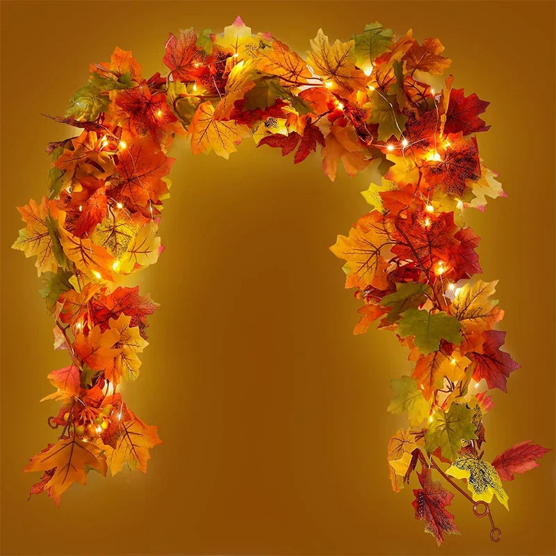 Aurelia Autumn Garland | Artificial Maple Leaf Wreath | 200 cm | Decoration for Home & Garden