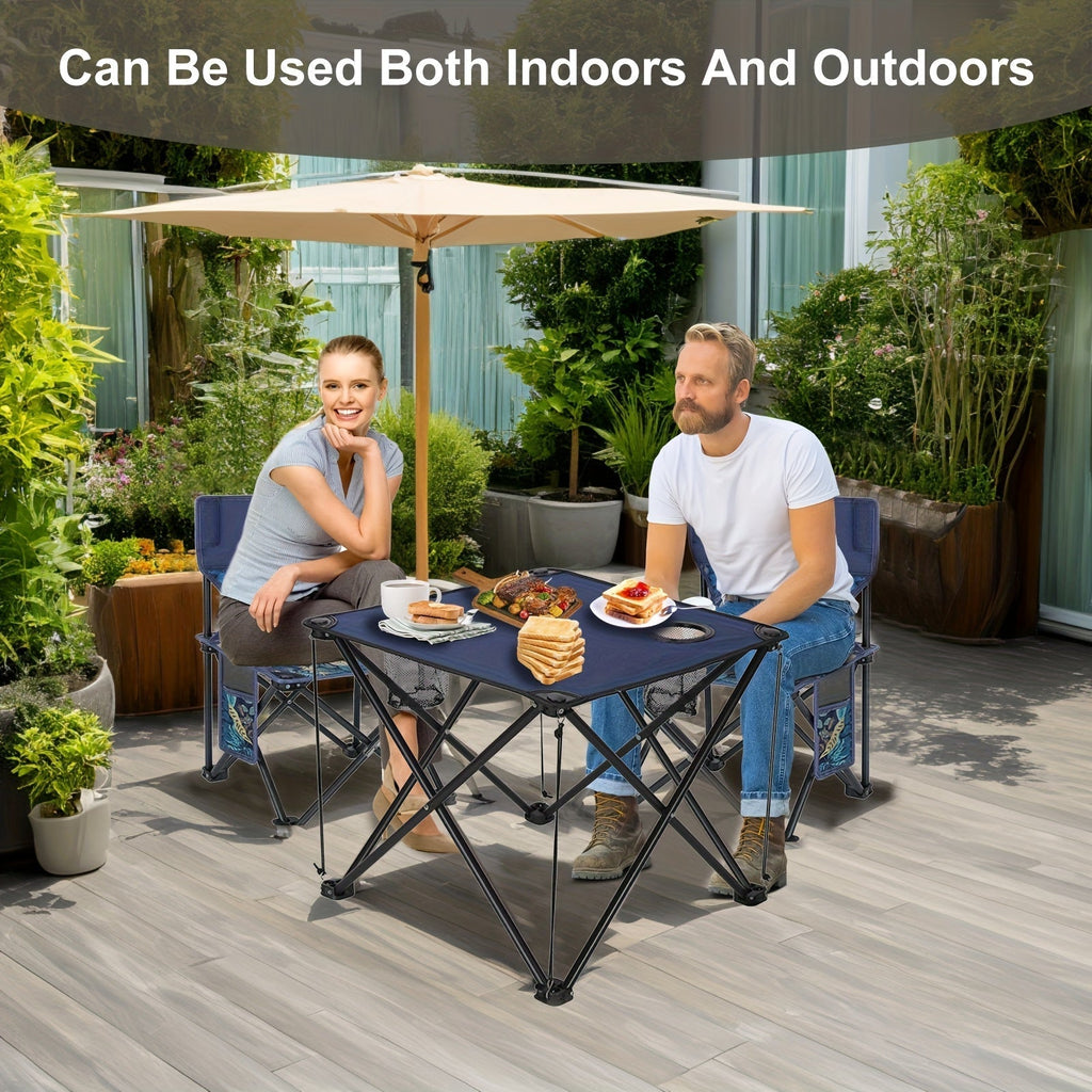 Foldable Garden Seating Set Campafleur | 2 Chairs & 1 Table | Floral Pattern | Portable & Weatherproof