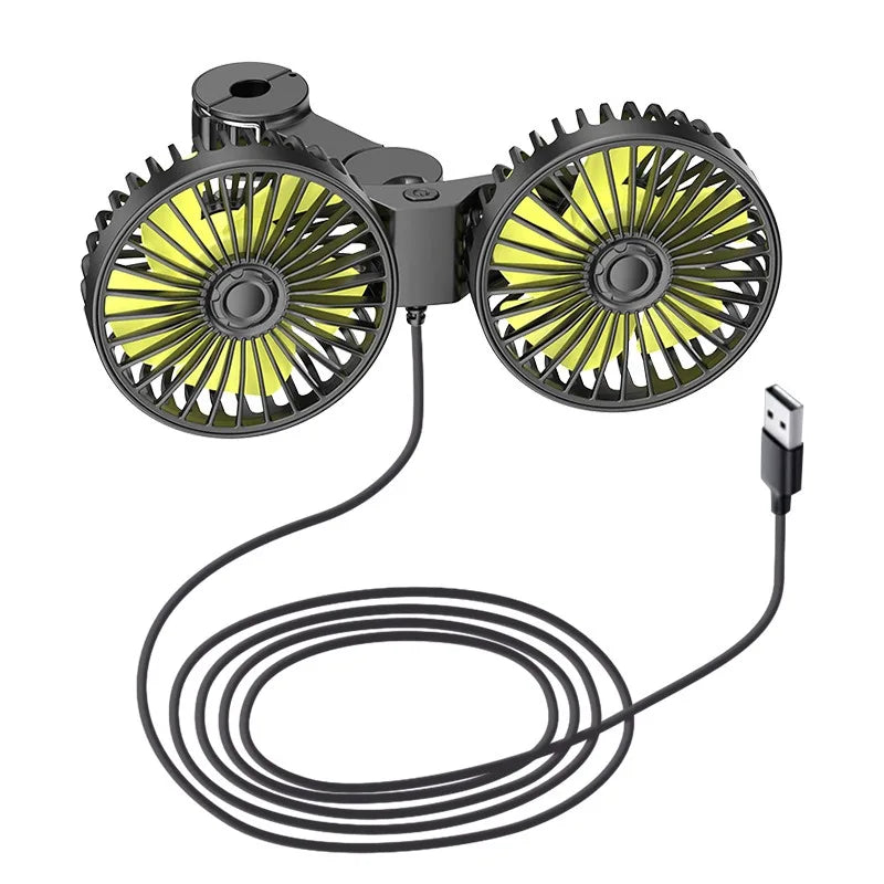 Car Cooling Fan AIRCURA DUO | 3 Speeds | USB Charging | 360° Rotatable | For Rear Seat & Headrest