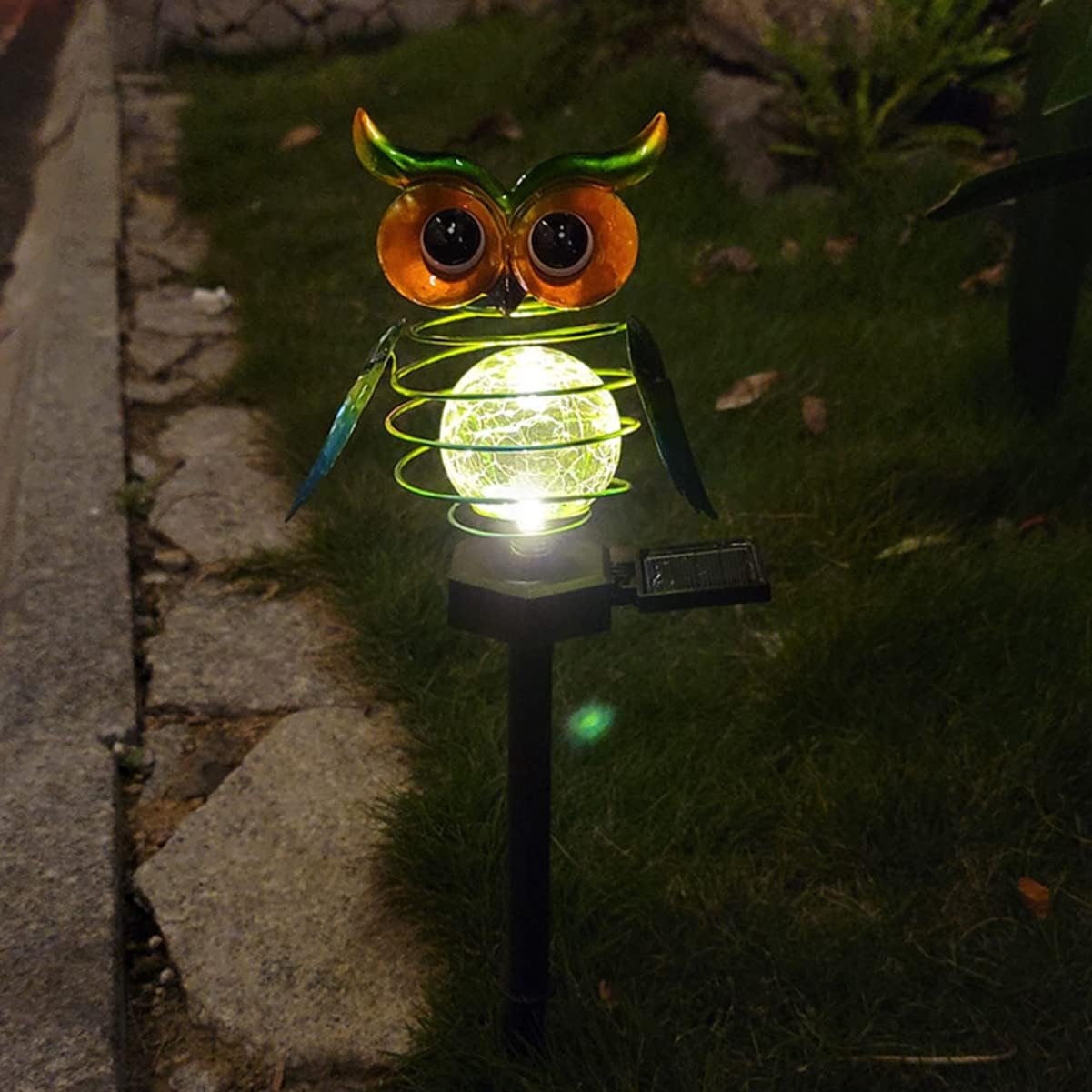 Owluna | Solar-Gartenleuchte Eule | Farbwechselnde LED-Dekoleuchte | Wetterfest für Garten und Außenbereich