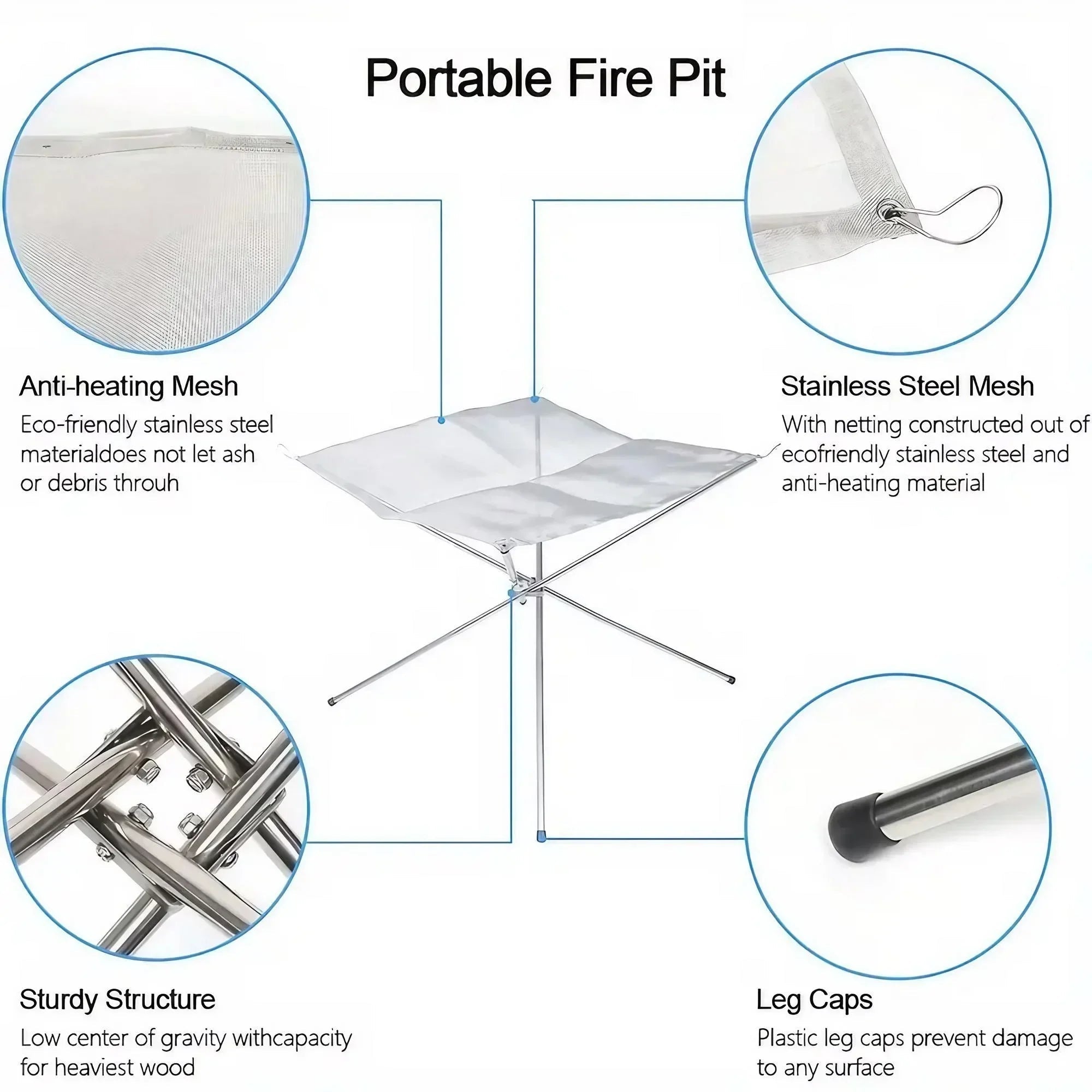 FlameFold | Portable Stainless Steel Fire Pit | Foldable & With Carry Bag | Ø 42 cm