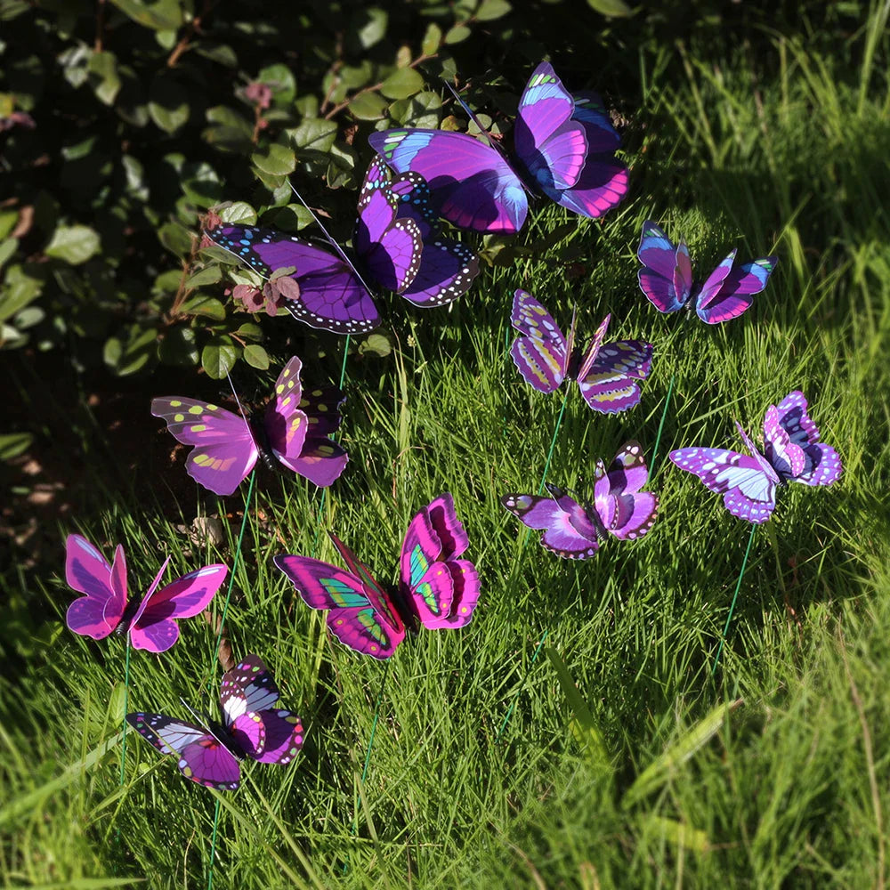 FloraViva Butterfly Garden Stakes | Set of 10 | Weatherproof & Colorful | For Flowerbeds, Flower Pots & Balcony