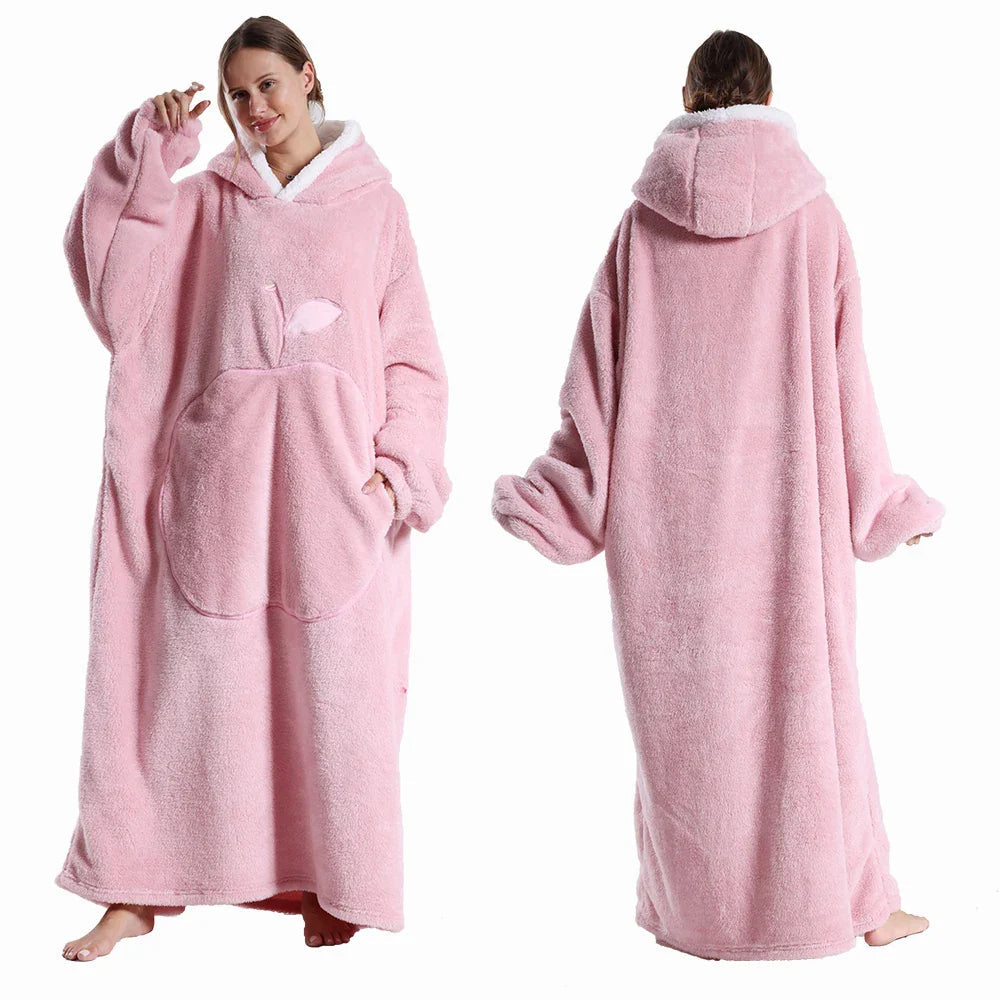 CozyHaven Plus Size Hooded Blanket | Plush Sherpa Wearable Blanket with Sleeves & Pocket | 140 cm | Unisex Winter Cozy Blanket
