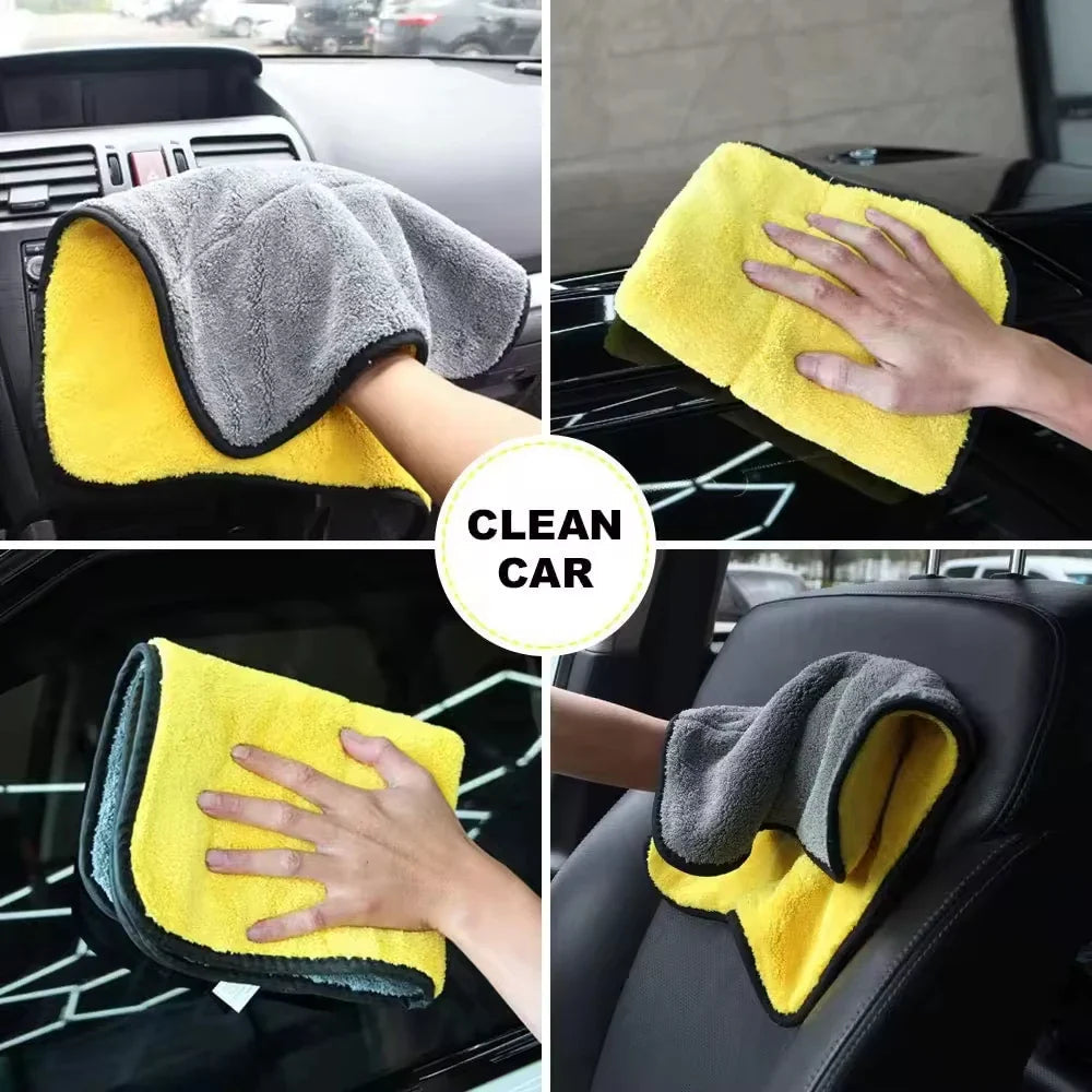 GlanzMeister Microfiber Cloth Double-Sided | Extra Absorbent & Lint-Free | For Car, Glass & Household | Yellow/Grey