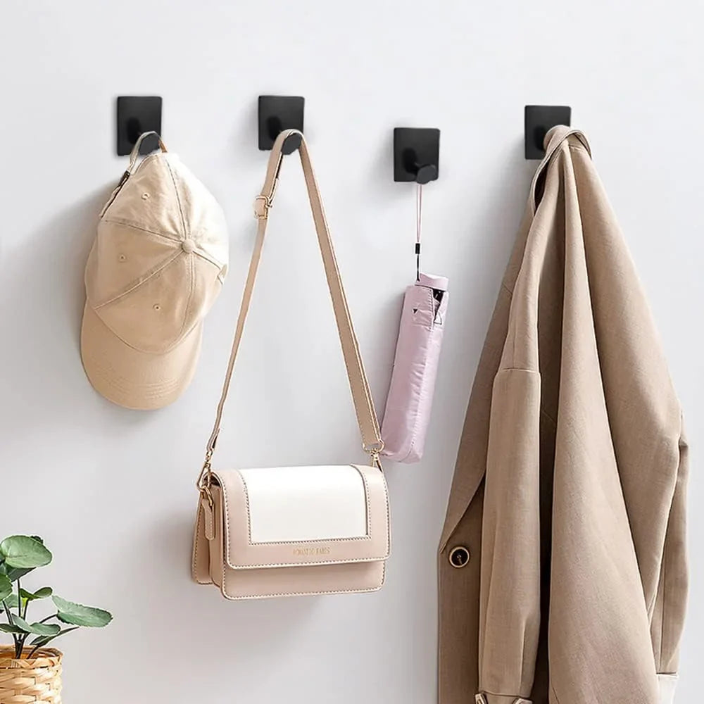 Hookivo Self-Adhesive Stainless Steel Wall Hooks | Heavy Duty | No Drilling | For Bathroom, Kitchen & Wardrobe