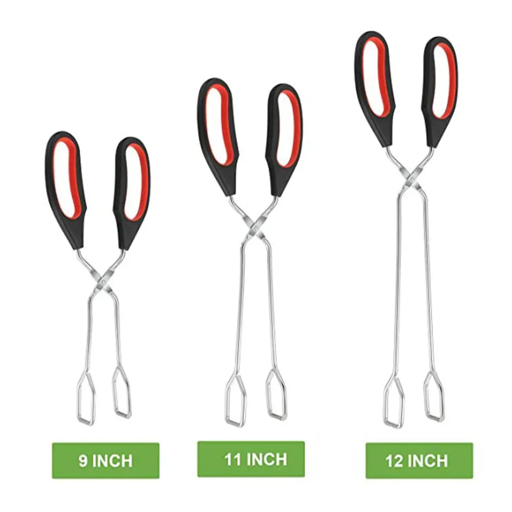 Gripflame Grill Tongs with Scissor Handle | 9/11/12 Inch | Heat Resistant & Non-Slip | BBQ Tongs for Meat, Bread & Vegetables | Ideal for Grill, Kitchen & Outdoor