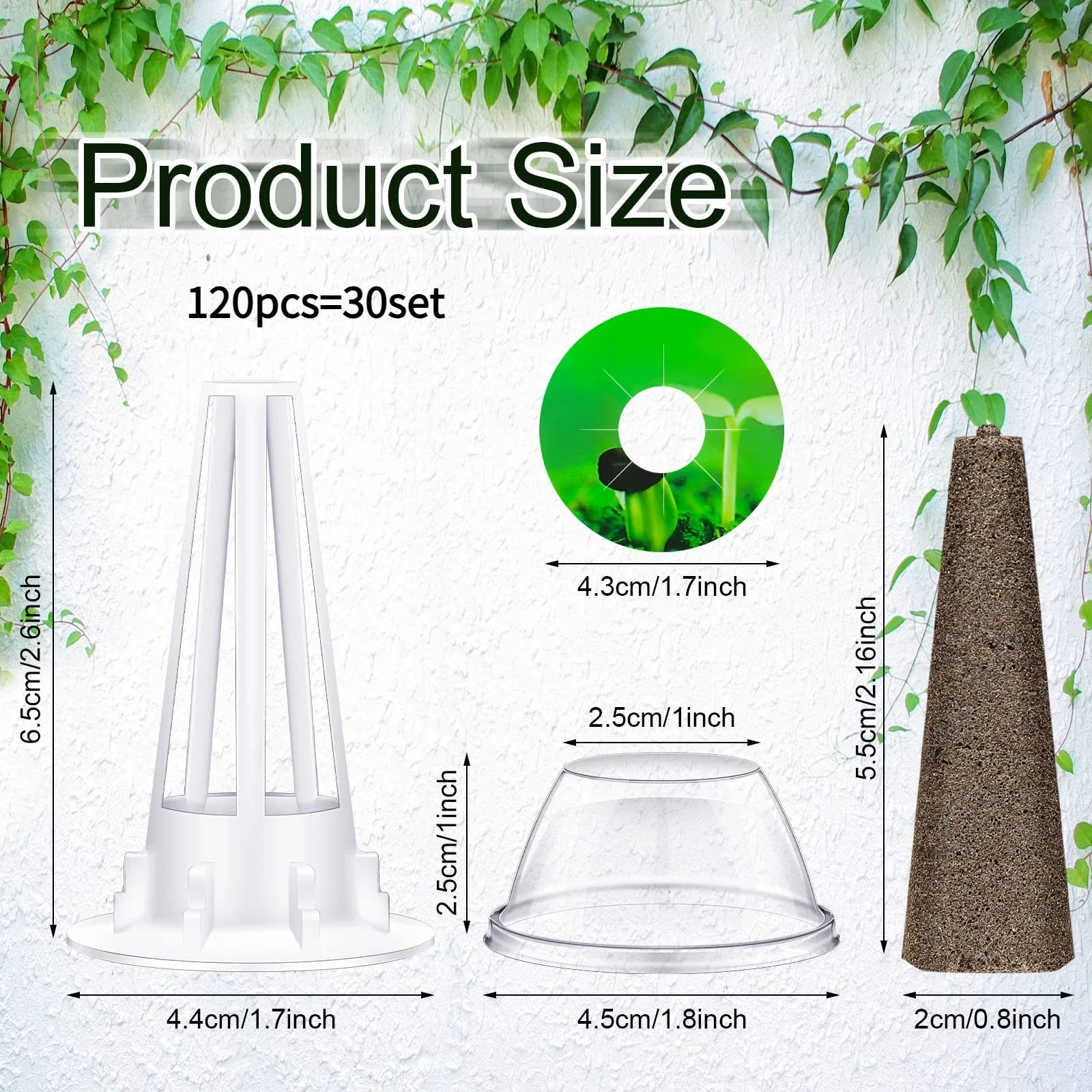 HydroLeaf Hydroponic Starter Set 120-Piece | With Baskets, Sponges & Covers | For Indoor Gardening & Cultivation