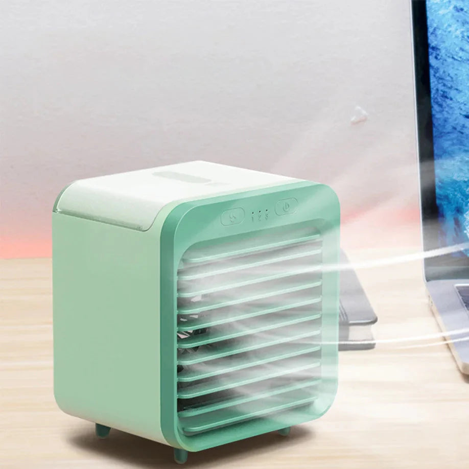 Coolivio Mini Air Cooler | Portable 3-in-1 USB Fan with Air Humidification & Cooling Function | 3 Levels | 2500 mAh Battery | For Office, Travel & Home